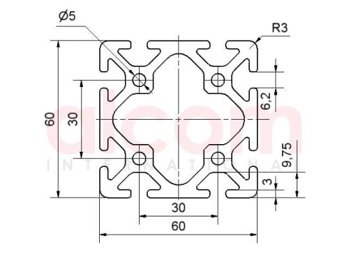 Profil aluminiowy konstrukcyjny 60x60 ciężki [6]