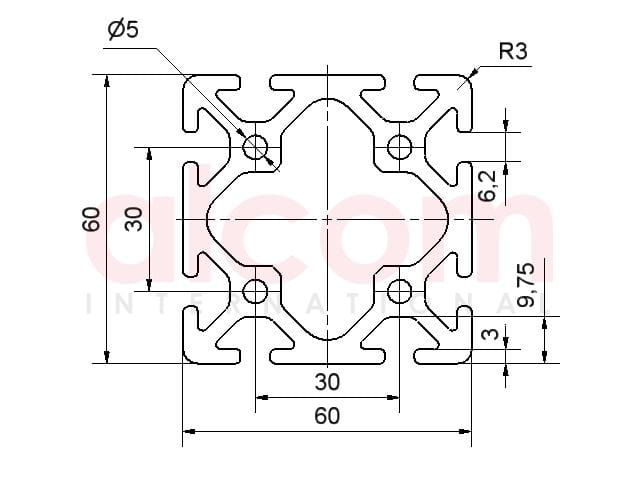 Profil aluminiowy konstrukcyjny 60x60 ciężki [6]