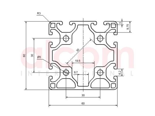Profil aluminiowy konstrukcyjny 60x60 lekki 2N [6]