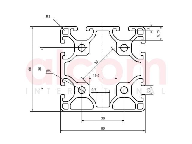 Profil aluminiowy konstrukcyjny 60x60 lekki 2N [6]