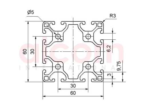 Profil aluminiowy konstrukcyjny 60x60 lekki [6]