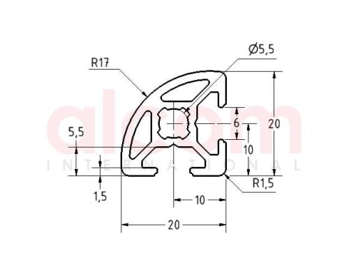 Profil aluminiowy konstrukcyjny R20-90 Typ B [6]