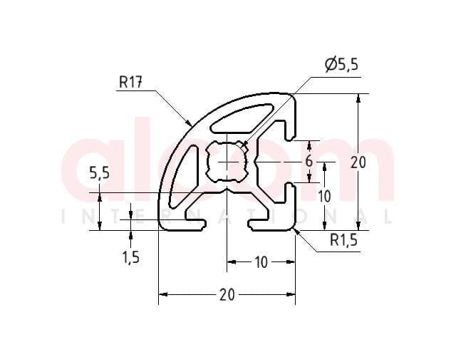 Profil aluminiowy konstrukcyjny R20-90 Typ B [6]