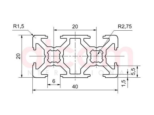 Profil aluminiowy konstrukcyjny 40x20 Typ B [6]