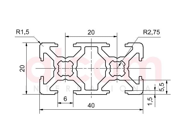 Profil aluminiowy konstrukcyjny 40x20 Typ B [6]