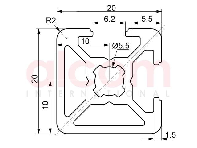 Profil aluminiowy konstrukcyjny 20x20 2N90 [6]