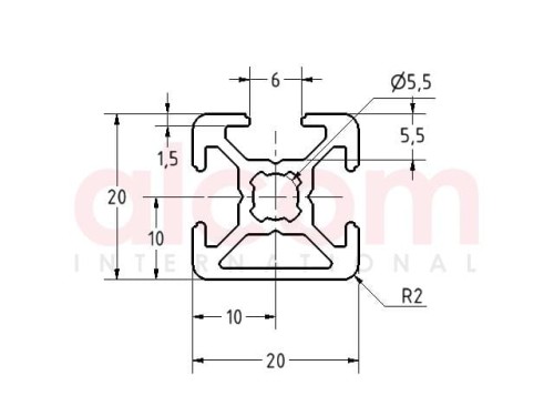 Profil aluminiowy konstrukcyjny 20x20 1N [6]
