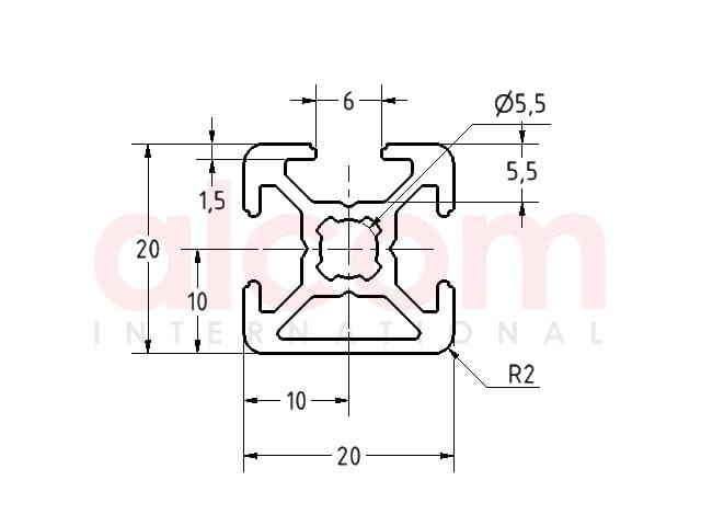 Profil aluminiowy konstrukcyjny 20x20 1N [6]