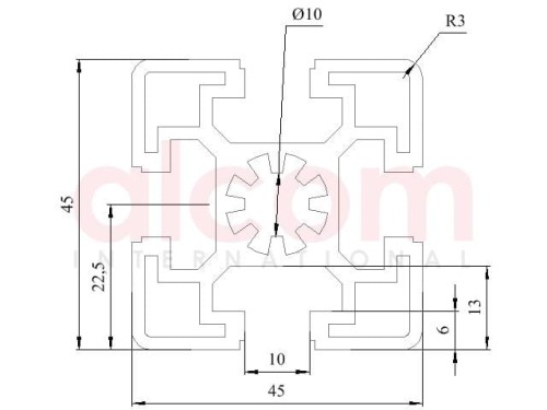 Profil aluminiowy konstrukcyjny 45x45 ciężki [10]