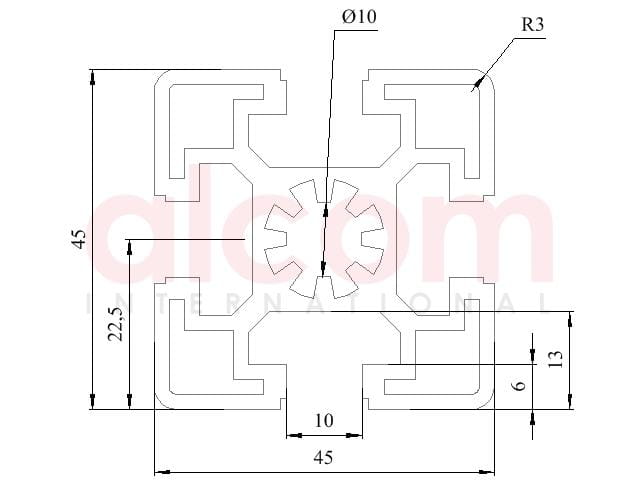 Profil aluminiowy konstrukcyjny 45x45 ciężki [10]