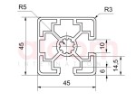 Profil aluminiowy konstrukcyjny 45x45 2N90 [10]