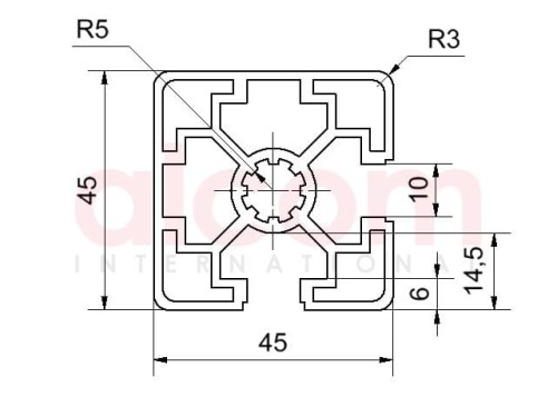 Profil aluminiowy konstrukcyjny 45x45 2N90 [10]