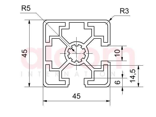 Profil aluminiowy konstrukcyjny 45x45 2N90 [10]