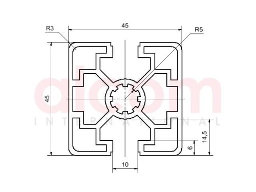 Profil aluminiowy konstrukcyjny 45x45 2N180 [10]