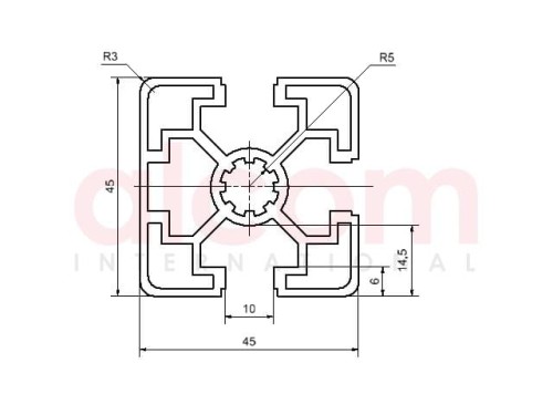 Profil aluminiowy konstrukcyjny 45x45 1N [10]