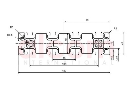 Profil aluminiowy konstrukcyjny 45x180 [10]