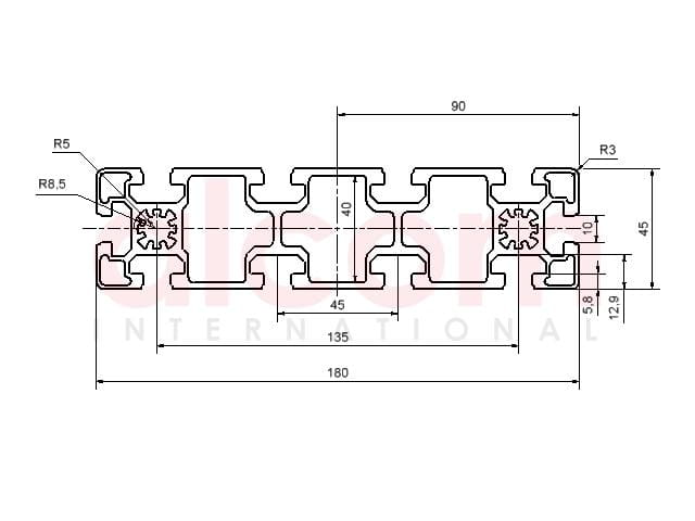 Profil aluminiowy konstrukcyjny 45x180 [10]