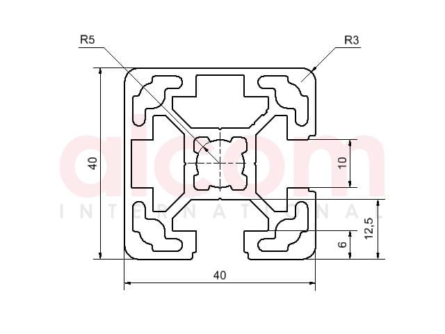 Profil aluminiowy konstrukcyjny 40x40 2N90 [10]