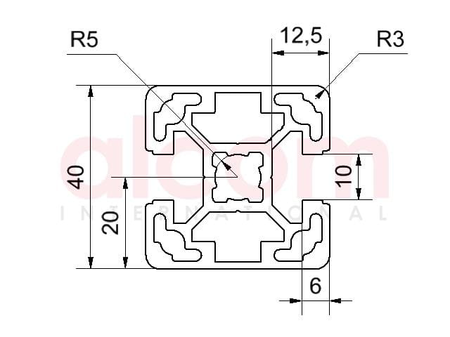 Profil aluminiowy konstrukcyjny 40x40 2N180 [10]