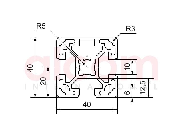 Profil aluminiowy konstrukcyjny 40x40 1N [10]