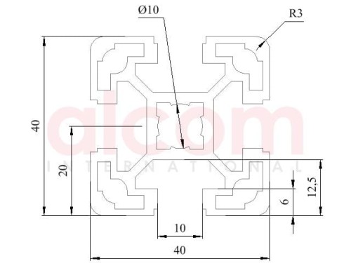 Profil aluminiowy konstrukcyjny 40x40 [10]