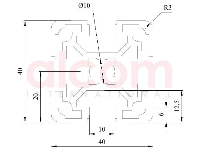 Profil aluminiowy konstrukcyjny 40x40 [10]