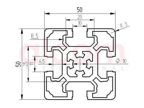 Profil aluminiowy konstrukcyjny 50x50 [10]