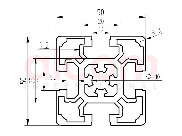 Profil aluminiowy konstrukcyjny 50x50 [10]