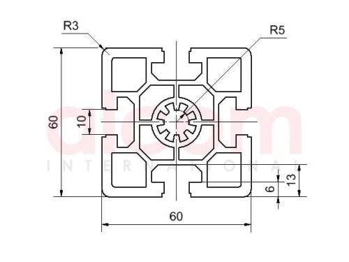 Profil aluminiowy konstrukcyjny 60x60 ciężki [10]