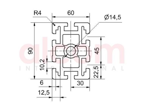 Profil aluminiowy konstrukcyjny 60x90 [10]