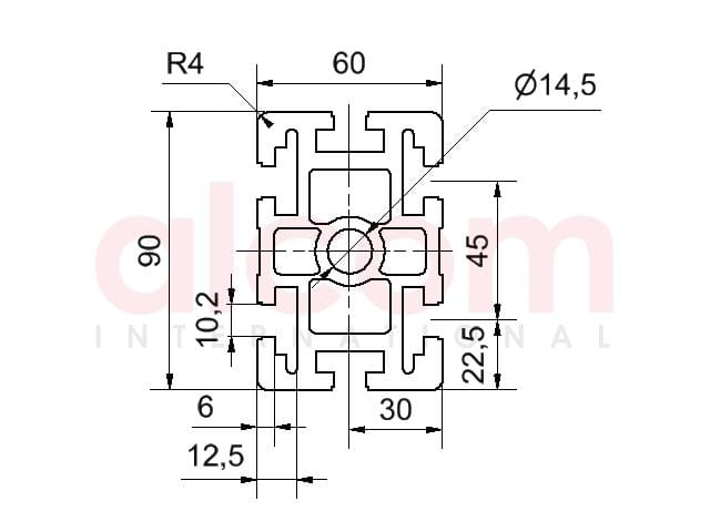Profil aluminiowy konstrukcyjny 60x90 [10]