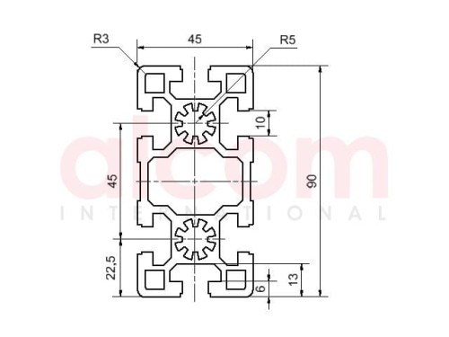 Profil aluminiowy konstrukcyjny 45x90 ciężki [10]