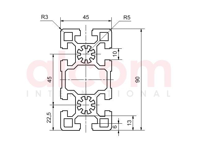 Profil aluminiowy konstrukcyjny 45x90 ciężki [10]