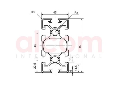 Profil aluminiowy konstrukcyjny 45x90 lekki [10]