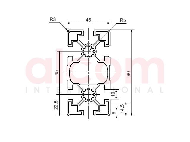 Profil aluminiowy konstrukcyjny 45x90 lekki [10]