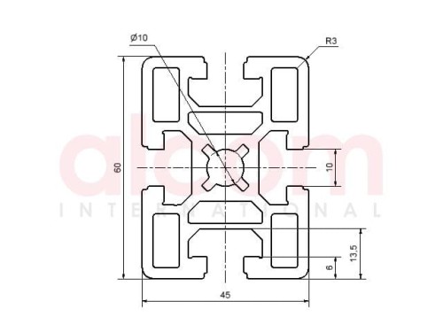 Profil aluminiowy konstrukcyjny 45x60 ciężki [10]