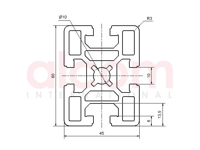 Profil aluminiowy konstrukcyjny 45x60 ciężki [10]