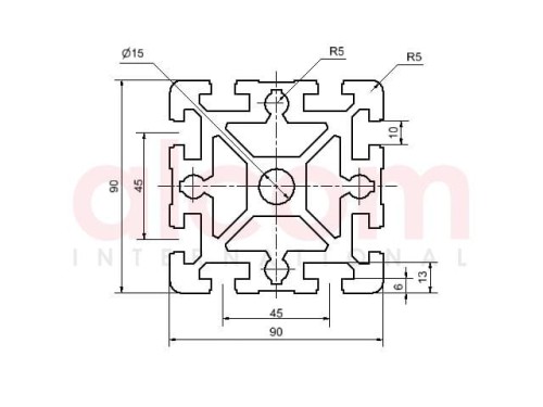 Profil aluminiowy konstrukcyjny 90x90 ciężki [10]