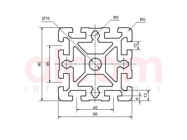 Profil aluminiowy konstrukcyjny 90x90 ciężki [10]