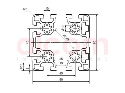 Profil aluminiowy konstrukcyjny 90x90 2N lekki [10]
