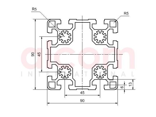 Profil aluminiowy konstrukcyjny 90x90 lekki [10]