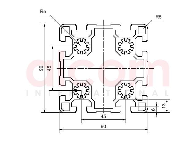 Profil aluminiowy konstrukcyjny 90x90 lekki [10]