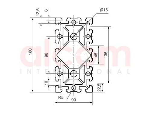 Profil aluminiowy konstrukcyjny 90x180 ciężki [10]