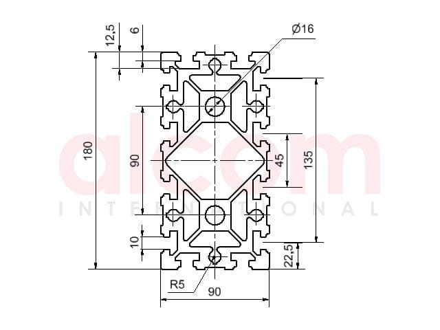 Profil aluminiowy konstrukcyjny 90x180 ciężki [10]