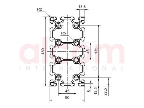 Profil aluminiowy konstrukcyjny 90x180 lekki [10]