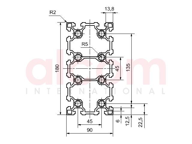 Profil aluminiowy konstrukcyjny 90x180 lekki [10]