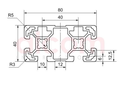 Profil aluminiowy konstrukcyjny 80x40 2N [10]
