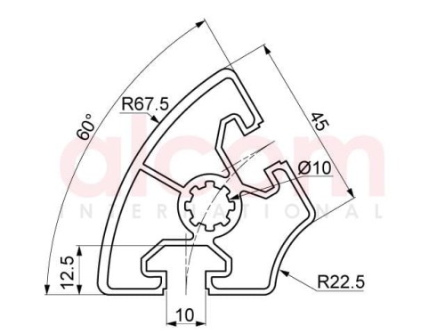 Profil aluminiowy konstrukcyjny R45-60 [10]