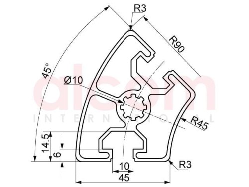 Profil aluminiowy konstrukcyjny R45-45 [10]