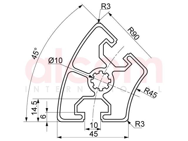 Profil aluminiowy konstrukcyjny R45-45 [10]